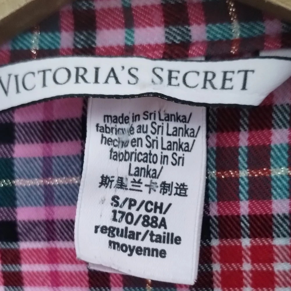 Victoria Secret Red Plaid Button-Up Pajama Top